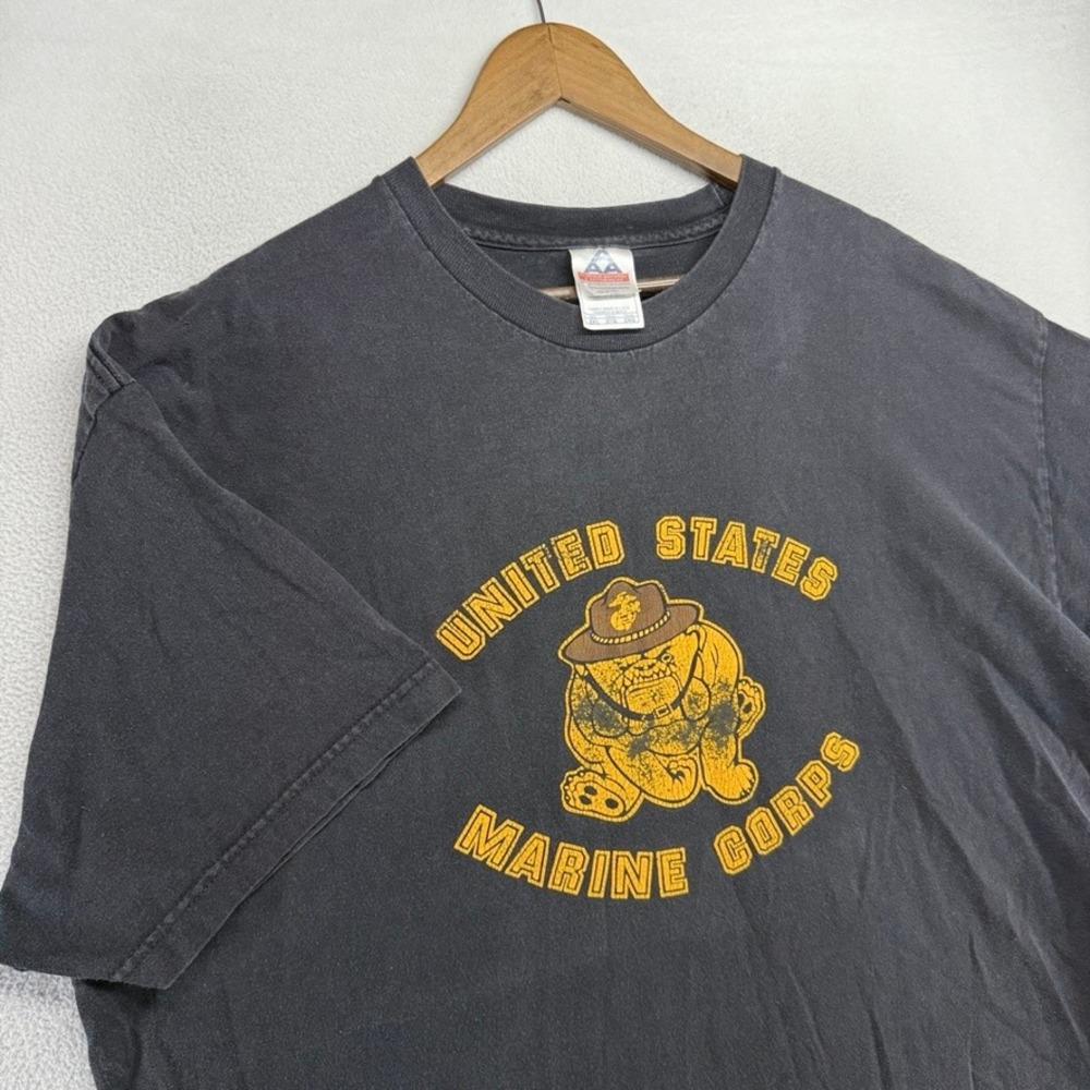 Vintage United States Marine Corps Shirt Men's 2XL Black Faded USMC bulldog y2k